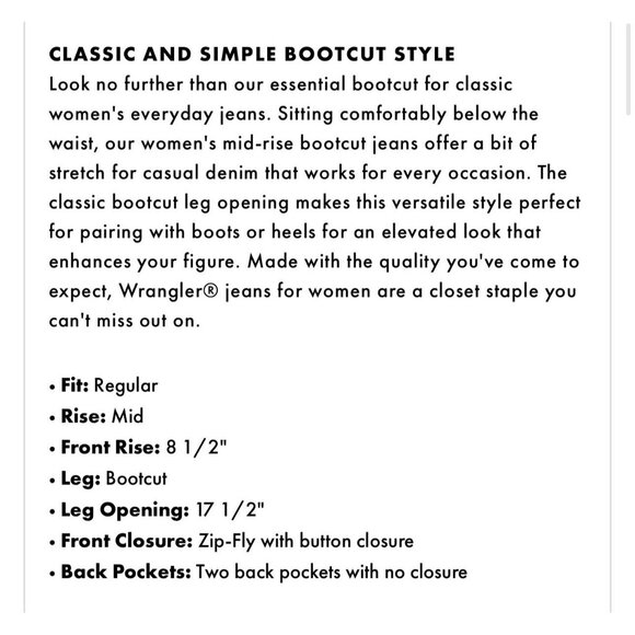 WRANGLER Boot Cut Jeans Womens Size 13x32 - Picture 10 of 10